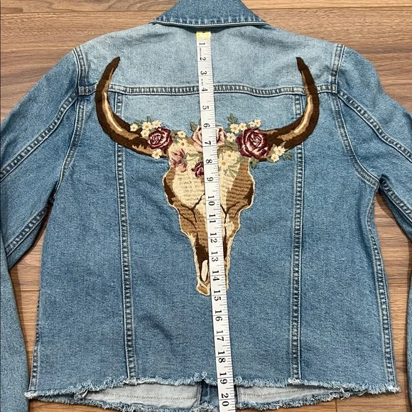 Driftwood Mesa Rosa Stretch Denim Jacket Embroidered Size XS - Picture 14 of 14
